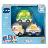 Set 3 masinute Vtech Tit Tit, dubita Corina, Ambulanta si Politia