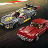 LEGO Speed Champions Masina de curse Chevrolet Corvette C8.R si Chevrolet Corvette 1968