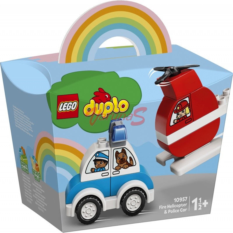 LEGO DUPLO Primul meu - Elicopter de pompieri si masina de politie 10957, 14 piese